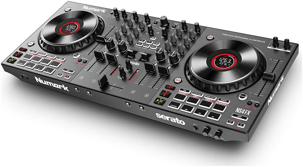 NUMARK NS4FX - DJ-контроллер 4-х канальный, 2 сенсорных 6-дюймовых джога.