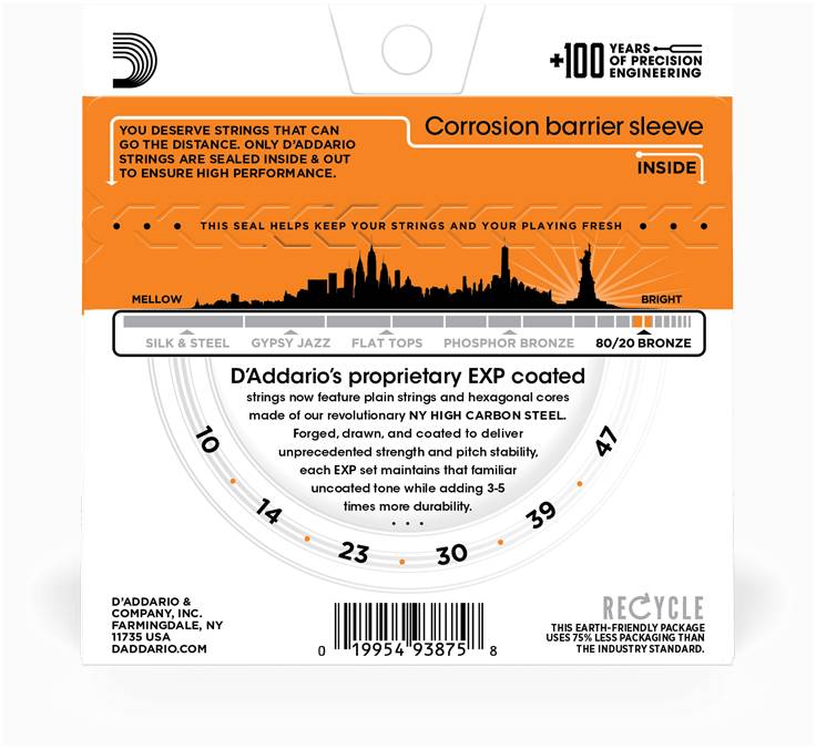 D'ADDARIO EXP10 - Струны для акустической гитары