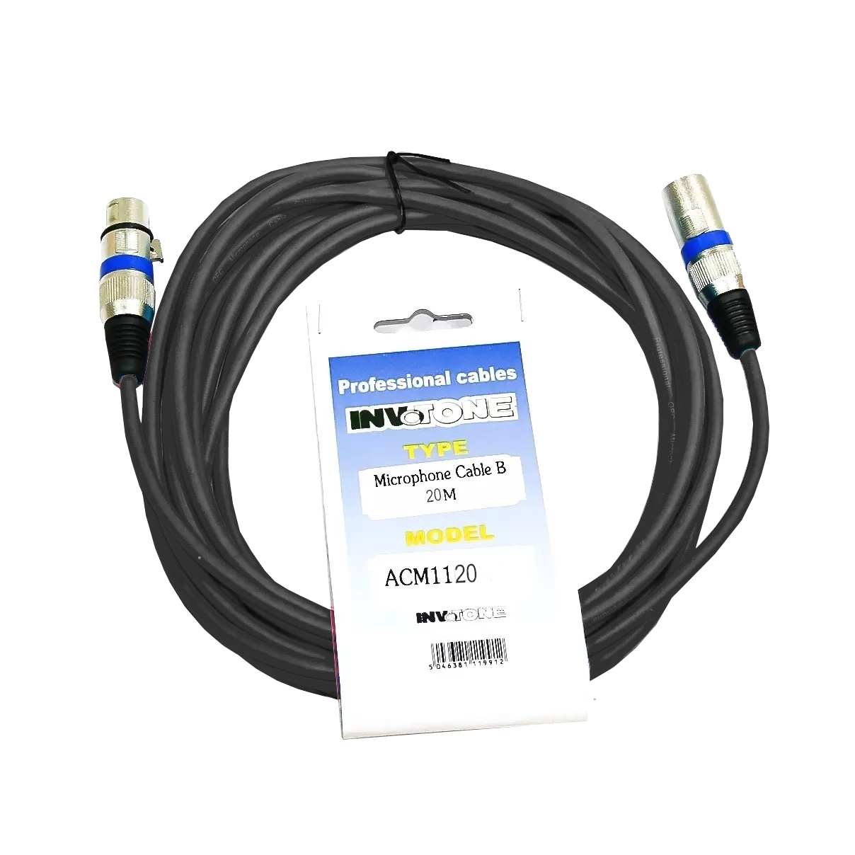 INVOTONE ACM1120 BK - микрофонный кабель, XLR <-> XLR длина 20 м (черный)
