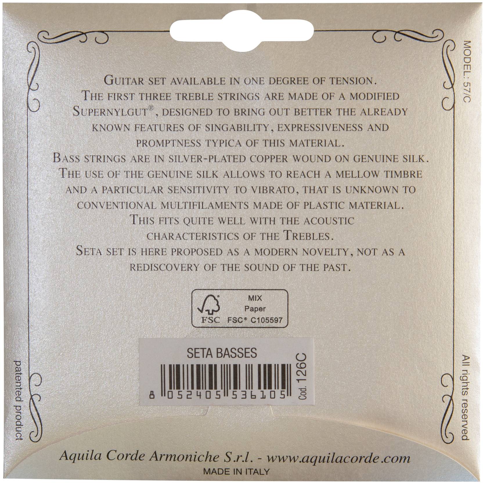 AQUILA 126C - Полукомплект струн для классической гитары