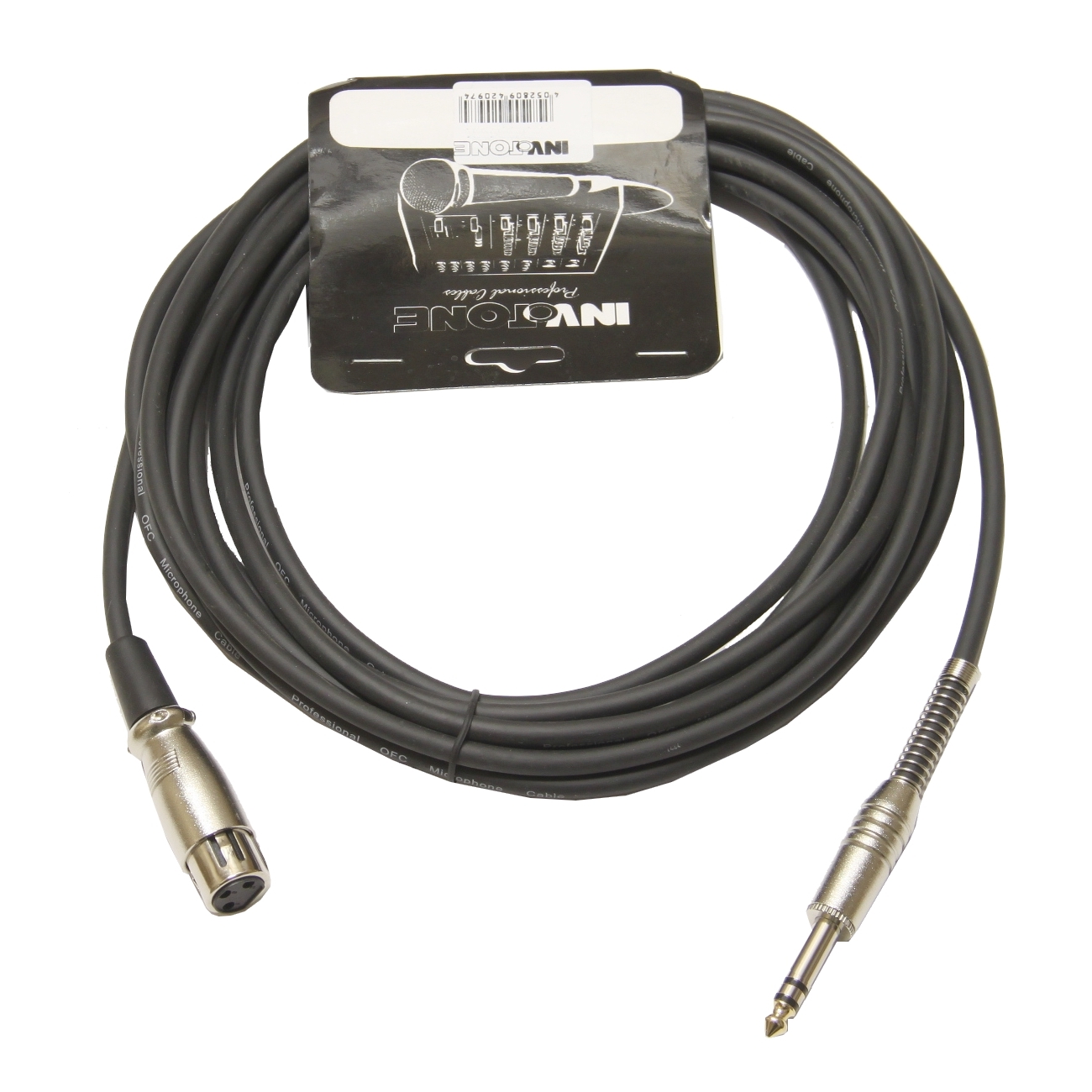 INVOTONE ACM1005FS BK - микрофонный кабель 6.3 джек стерео <-> XLR (мама), длина 5м (черный)