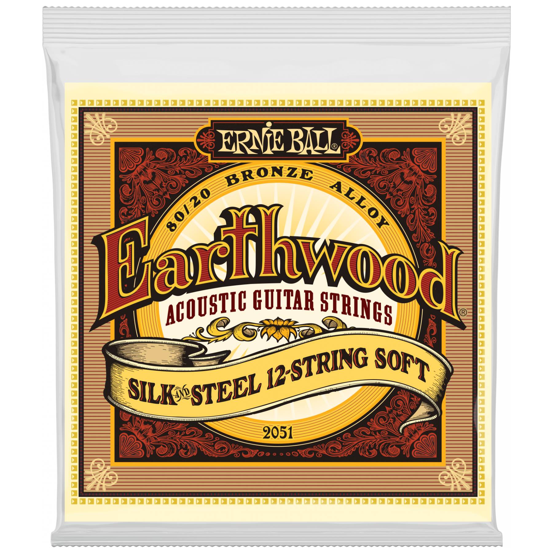 ERNIE BALL 2051 Earthwood Silk & Steel Soft 9-46 - Струны для 12 струнной акустической гитары