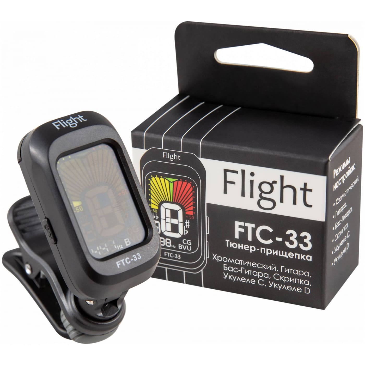 FLIGHT FTC-33 - Хроматический тюнер-прищепка