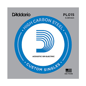 PL015 Plain Steel Отдельная струна без обмотки, сталь, .015, D'Addario