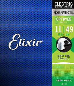 19102 Optiweb Комплект струн для электрогитары, никелированная сталь, Medium 11-49, Elixir