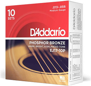 D'ADDARIO EJ17-10P - Струны для акустической гитары