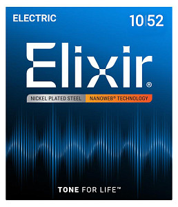 12077 NANOWEB Комплект струн для электрогитары, Light, 10-52, Elixir