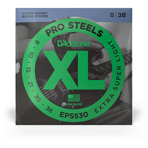 D'ADDARIO EPS530 - Струны для электрогитары, Extra Super Light;  Калибр: 8-38