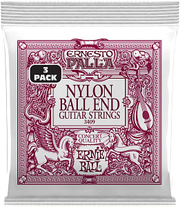 ERNIE BALL 3409 Ernesto Palla Black and Gold Ball End Nylon 3 Pack - Струны для акустической гитары