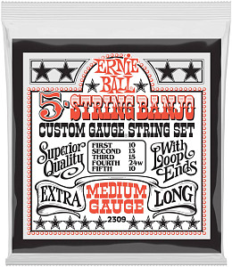 ERNIE BALL 2309 Stainless Steel Medium 10-10 - Струны для банджо
