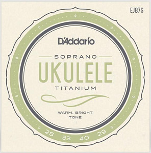 EJ87S Titanium Комплект струн для укулеле сопрано, D'Addario