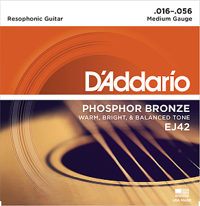 EJ42 Resophonic Комплект струн для резонаторной (добро) гитары, ф/б, 16-56, D'Addario