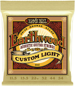 ERNIE BALL 2007 Earthwood 80/20 Bronze Custom Light 11.5-54 - Струны для акустической гитары