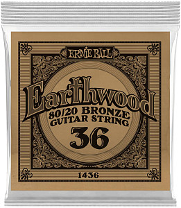 ERNIE BALL 1436 Earthwood 80/20 .036 - Струна одиночная для акустической гитары