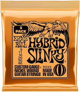 ERNIE BALL 3222 Nickel Wound Slinky Hybrid 3 Pack 9-46 - Струны для электрогитары