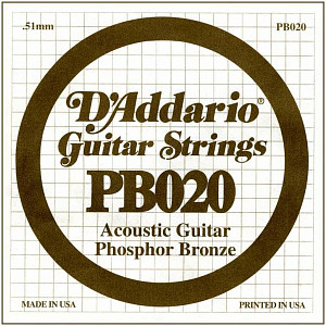 D'ADDARIO PB020 - Струна одиночная для акустической гитары