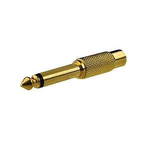 Переходник «Джек 6,3 мм - RCA(F)» металл, позолоченный