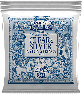 ERNIE BALL 2403 Ernesto Palla Clear&Silver Nylon Medium 28-42 - Струны для классической гитары