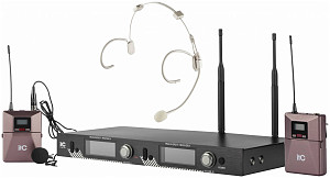 ITC T-521UW - радиосистема UHF двухканальная с головным и петличным микрофонами....