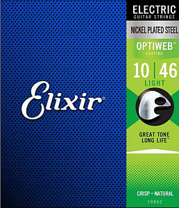 19052 Optiweb Комплект струн для электрогитары, никелированная сталь, Light 10-46, Elixir