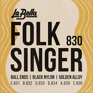 830 Folksinger Комплект струн для классической гитары, бронза 80/20, шарик, La Bella