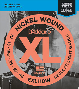 EXL110W XL NICKEL WOUND Струны для электрогитары Regular Light Wound 3rd 10-46 D`Addario
