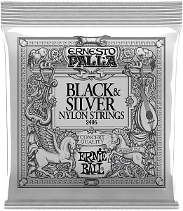 ERNIE BALL 2406 Ernesto Palla Black&Silver Nylon Medium 28-42 - Струны для классической гитары