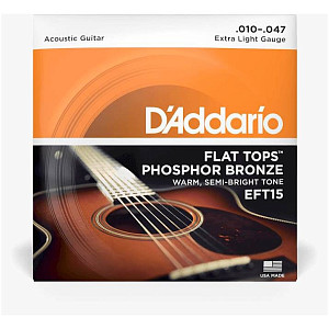 D'ADDARIO EFT15 - Струны для акустической гитары; Фосфорная бронза; Полированный; Extra Light 10-47