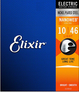 12052 NANOWEB Комплект струн для электрогитары, Light, 10-46, Elixir