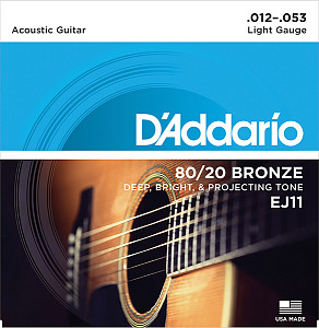 EJ11 BRONZE 80/20 Струны для акустической гитары бронза Light 12-53 D`Addario