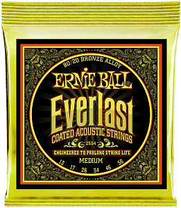 ERNIE BALL 2554 Everlast Coated 80/20 Bronze Medium 13-56 - Струны для акустической гитары