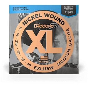 D'ADDARIO EXL115W - Струны для электрогитары; 3-я в обмотке; Blues/Jazz; 11-49