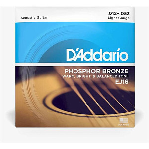 D'ADDARIO EJ16 - Струны для акустической гитары; Фосфорная бронза; Light 12-53