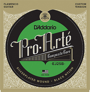 EJ25B Pro-Arte Composite Комплект струн для гитары фламенко, черный нейлон, D'Addario