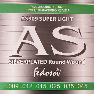 AS309 Silverplated Round Wound Комплект струн для акустической гитары, п/медь, 9-45 Fedosov