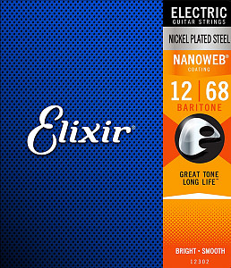 12302 NANOWEB Комплект струн для электрогитары, Baritone, 12-68, Elixir
