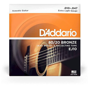 D'ADDARIO EJ10 - Струны для акустической гитары. Бронза Extra Light 10-47