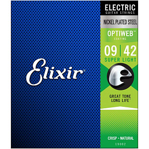 ELIXIR 19002 - Струны для электрогитары, OptiWeb, Super Light, 9-42.
