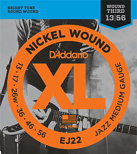 EJ22 XL NICKEL WOUND Струны для электрогитары Jazz Medium 13-56 D`Addario