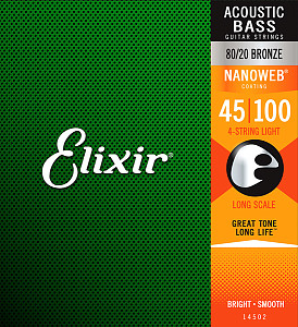 14502 NANOWEB Комплект струн для акустической бас-гитары, Light, 45-100, Elixir