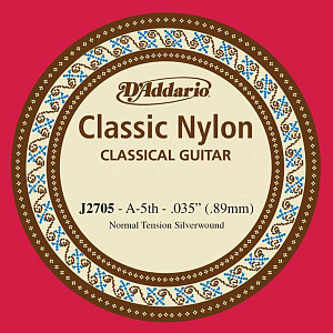 J2705 Classical Отдельная 5-ая струна для классической гитары, нейлон, норм. натяжение, D'Addario