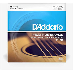 D'ADDARIO EJ38 - Струны для 12-струнной акустической гитары; Phosphor Bronze; Калибр: 10-47