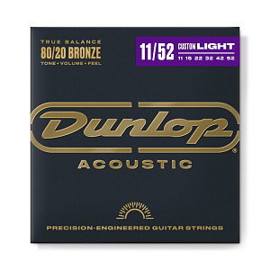 DAB1152 Комплект струн для акустической гитары, бронза 80/20, Medium Light, 11-52, Dunlop