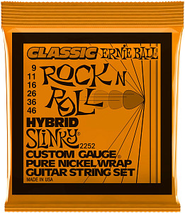 ERNIE BALL 2252 Classic Rock n Roll Pure Nickel Slinky Hybrid 9-46 - Струны для электрогитары