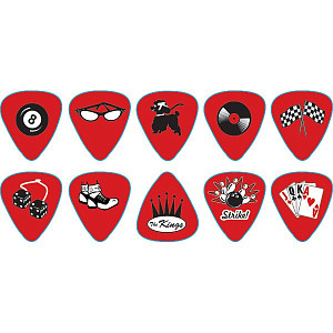 RPRKH RockaBilly Упаковка медиаторов, 12шт, красные, с рисунком, толстые, D'Andrea