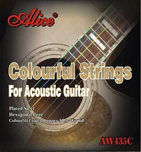 AW435C-SL Комплект струн для акустической гитары, цветные, медь, 11-52 Alice