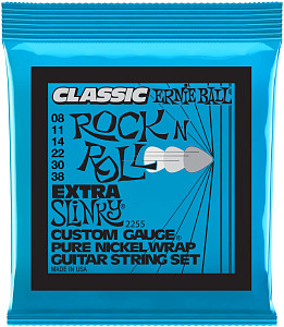 ERNIE BALL 2255 Classic Rock n Roll Pure Nickel Slinky Extra 8-38 - Струны для электрогитары