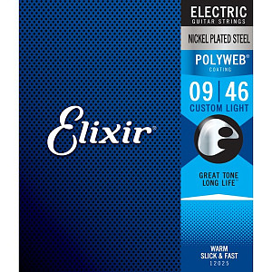 12025 POLYWEB Комплект струн для электрогитары, никелированная сталь, Custom Light 9-46, Elixir