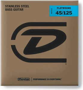 DUNLOP BASS FLATWND LG SCALE 45/125-5/SET DBFS45125 - Струны