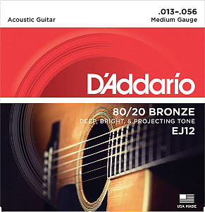 EJ12 BRONZE 80/20 Струны для акустической гитары бронза Medium 13-56 D`Addario